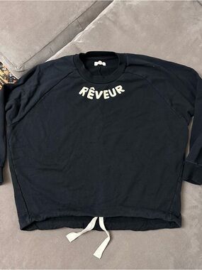 Mile(s) by Madewell Cotton Reveur Graphic Drawstring Sweatshirt Black Size Small
